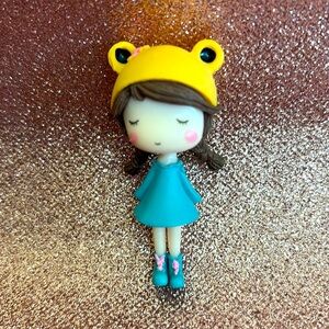 🩵 Cute 3D Doll Figurine with Yellow Hat and Blue Dress